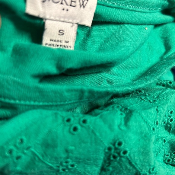 J.crew green Eyelet-sleeve knit midi tiered long dress size small S - Picture 2 of 4